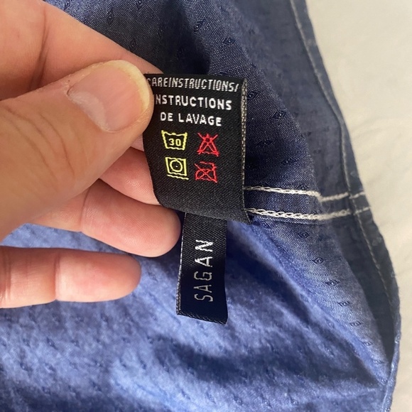 Buffalo David Bitton Men's Navy Jacquard Allover Houndstooth SS Button Shirt L - Picture 7 of 10